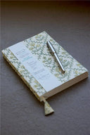Block Printed Ruled Notebook A5 - Floral Lattice Buttercream - The Irish Country Home