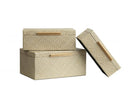 Set of 3 Pandanus White/Bamboo Boxes