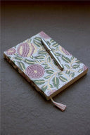 Block Printed Ruled Notebook (A5) - Marigold Glitz Blush - The Irish Country Home