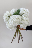 Faux White Mophead Hydrangea Stem