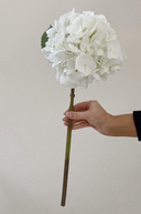 Faux White Mophead Hydrangea Stem
