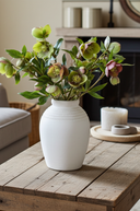 Faux Silk Green Burgundy Helleborus Flower Stem