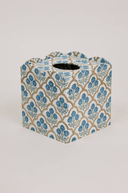Blue Floral Block Print Tissue Box Cover - The Irish Country Home