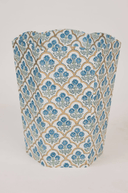 Block Printed Waste Paper Basket - Trellis Indigo - The Irish Country Home