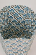 Block Printed Waste Paper Basket - Trellis Indigo - The Irish Country Home