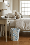 Block Printed Waste Paper Basket - Trellis Indigo - The Irish Country Home
