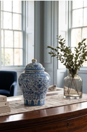 Blue & White Floral Ceramic Ginger Jar 19.5cm