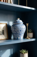 Blue & White Floral Ceramic Ginger Jar 19.5cm