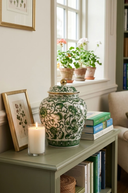 Green & White Floral Ceramic Ginger Jar 17cm