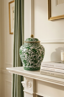 Green & White Floral Ceramic Ginger Jar 17cm