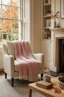 Supersoft Herringbone Lambswool Throw Pale Pink - The Irish Country Home