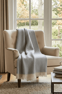 Luxury Supersoft Herringbone Lambswool Throw Grey - The Irish Country Home