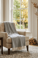 Luxury Supersoft Herringbone Lambswool Throw Grey - The Irish Country Home