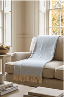 Supersoft Herringbone Lambswool Throw Ice Blue - The Irish Country Home