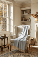 Supersoft Herringbone Lambswool Throw Ice Blue - The Irish Country Home