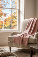 Supersoft Herringbone Lambswool Throw Pale Pink - The Irish Country Home