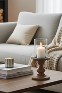 Glass Pillar Candle Holder, 30cm