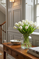 Faux White & Green Tulip Bunch