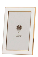 White & Gold Enamel Photo Frame 4x6 Inch