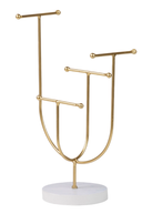 Gold & Marble-Look T-Bar Jewellery Stand 20x10x27cm