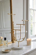 Gold & Marble-Look T-Bar Jewellery Stand 20x10x27cm