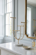 Gold & Marble-Look T-Bar Jewellery Stand 20x10x27cm