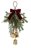Cedar Hanger with Velvet Bow & Bells 60cm - The Irish Country Home