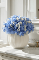 Faux Blue Hydrangeas in Ribbed Pot - The Irish Country Home