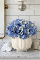 Faux Blue Hydrangeas in Ribbed Pot - The Irish Country Home