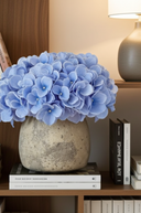 Faux Blue Hydrangeas in Rustic Pot