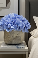 Faux Blue Hydrangeas in Rustic Pot