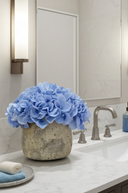 Faux Blue Hydrangeas in Rustic Pot