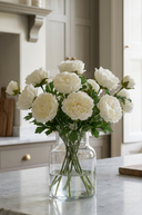 Faux Fluffy White Ranunculus Spray