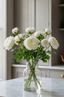 Faux Fluffy White Ranunculus Spray