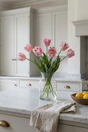 Faux Pink White Parrot Tulip Bunch