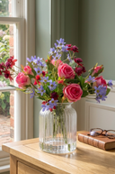 Faux Rose, Daisy and Astrantia in Glass Vase - The Irish Country Home