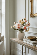 Faux Rose and Ranunculus in White Ceramic Vase - The Irish Country Home