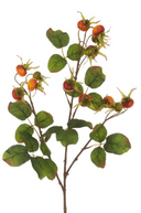 Faux Rosehip And Faux Silk Foliage Spray