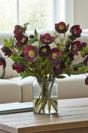 Faux Silk Burgundy Helleborus Flower Stem