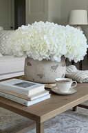 Faux White Hydrangeas in Rustic Pot - The Grand