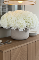 Faux White Hydrangeas in Rustic Pot - The Grand