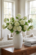 Faux White Snowball Viburnum Spray
