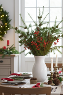 Faux Green Larch Branch with Cones