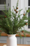 Faux Green Larch Branch with Cones