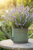 Faux Lavender in Watering Can