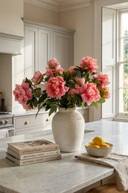 Faux Pink Peony Spray