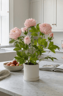 Faux Pink Peony in White Pot - The Irish Country Home