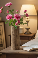 Faux Pink Rose Spray