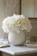 Faux White Hydrangeas in Ribbed Pot