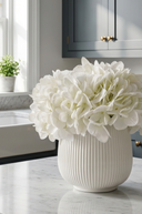 Faux White Hydrangeas in Ribbed Pot